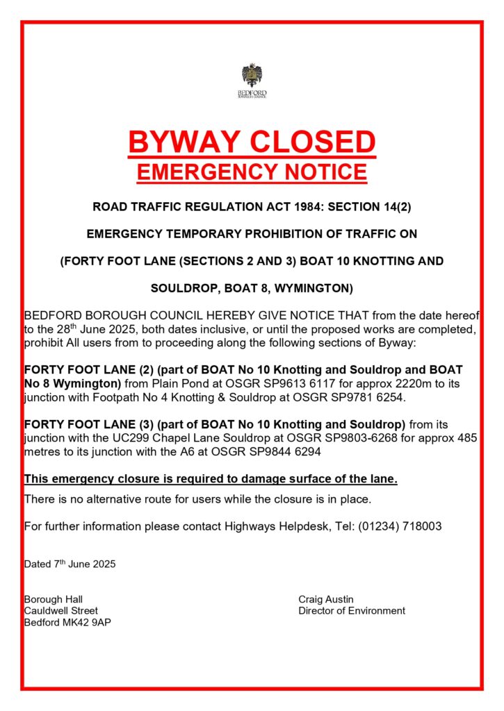 Byway Closed Forty Foot Lane